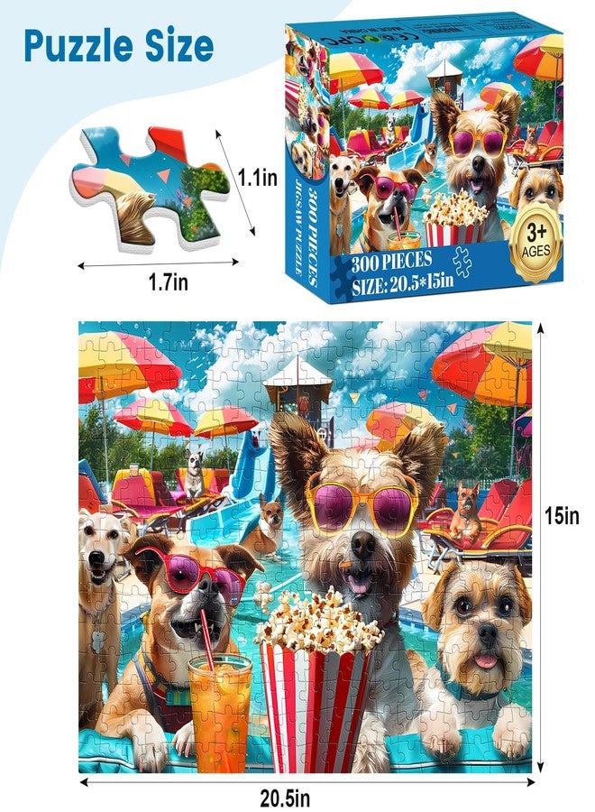 VOLUVOLU 300 Piece Jigsaw Puzzle for Adults, Fun at The Amusement Park Dog Puzzles, Funny Puppy Jigsaw Puzzles, Animal Pet Lover Challenging Puzzles for Friends Family Activity Game Nights Gifts - Image 2